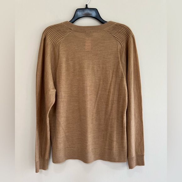 NWT Talbots Pleated Shoulder Pure Merino Wool Sweater in English Toffee Brown, M - Picture 3 of 7